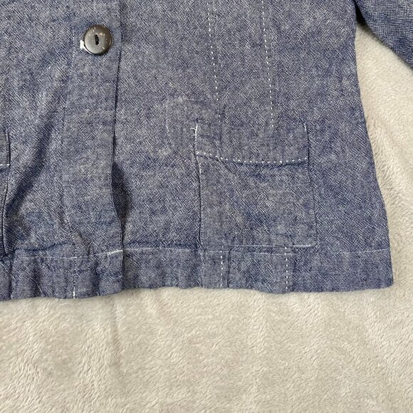 Chadwick's Women's Blazer Jacket Size 14 Linen Blend Blue Heather Button-Front - Picture 6 of 11